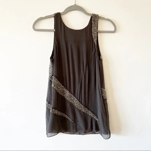 Alice + Olivia Beaded Silk Tank Size XS Dark Gray Date Night Designer Top Luxe‎ - Picture 6 of 7